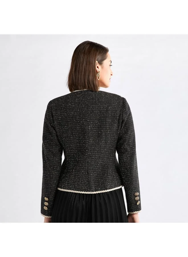 Splash FAV Textured Jacket with Pockets and Button Closure
