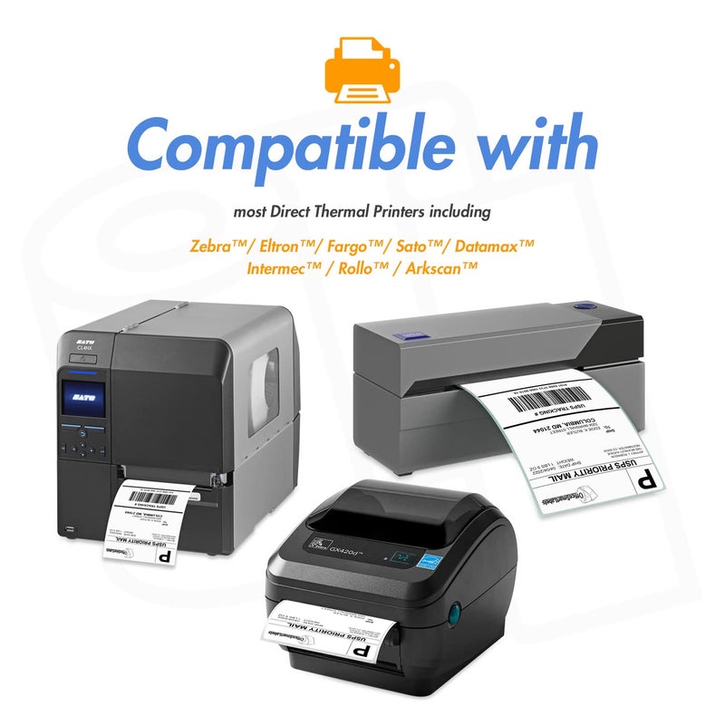 OfficeSmartLabels 2.5" x 1" Direct Thermal Label - Compatible with Rollo Label Printer & Zebra Desktop Printers â€“ 1â€ Core, Multipurpose UPC Barcode Shipping Sticker, Adhesive & Perforated - 4 Rolls, 1380/Roll - Image 3