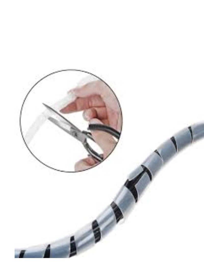 KNP KNP White Spiral Cable Wrap with an 8mm diameter is a versatile and efficient cable management solution designed to organize protect and bundle wires and cables in various settings.  - Image 3