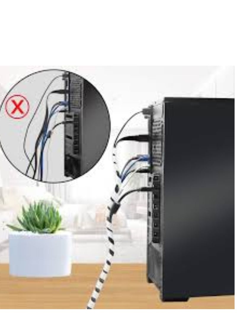 KNP KNP White Spiral Cable Wrap with an 8mm diameter is a versatile and efficient cable management solution designed to organize protect and bundle wires and cables in various settings.  - Image 4