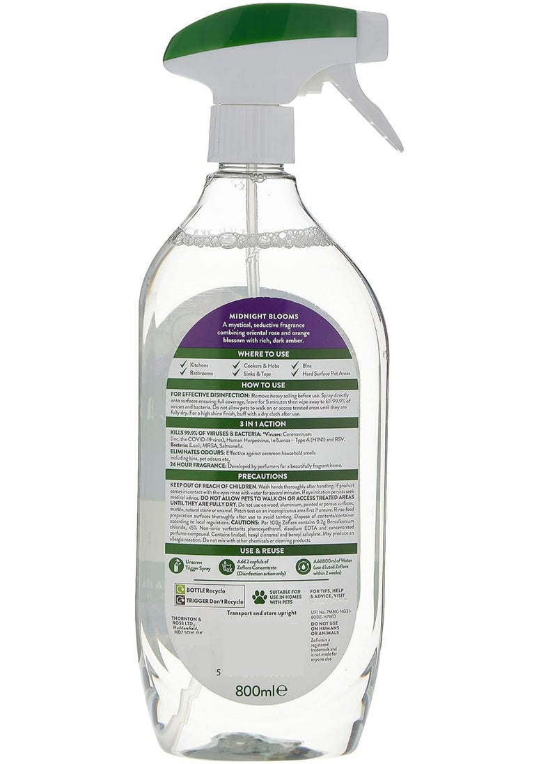 Zoflora Multipurpose Disinfectant Cleaner Midnight Blooms 800 ML  - Image 2