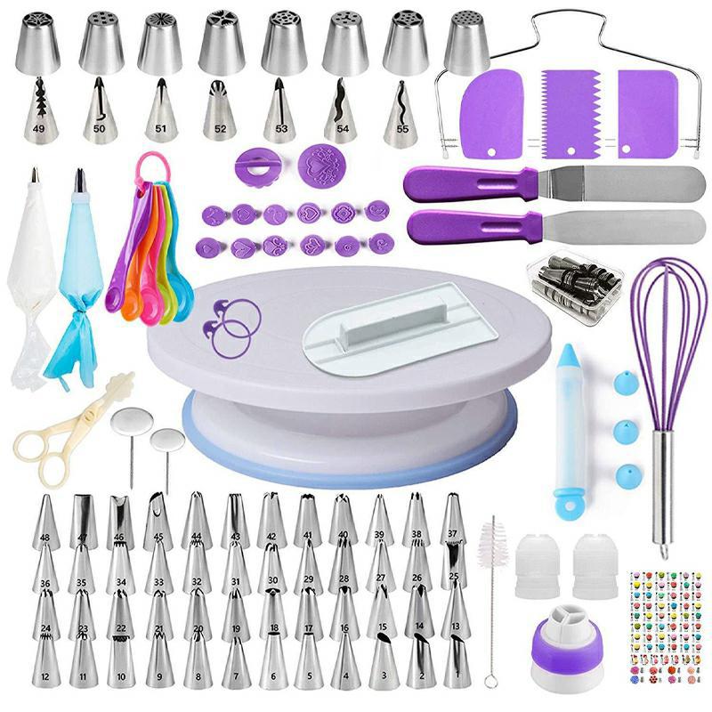 With Number 137 Piece Set Cake Turntable Set Korean Style Piping Nozzle Piping Bag Baking Tools - Image 2