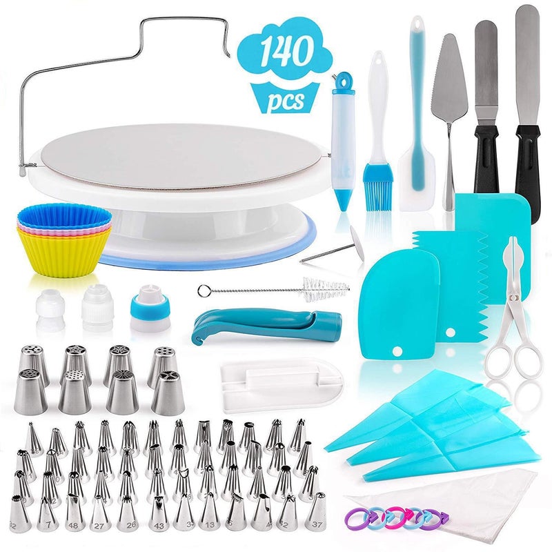 With Number 137 Piece Set Cake Turntable Set Korean Style Piping Nozzle Piping Bag Baking Tools - Image 5