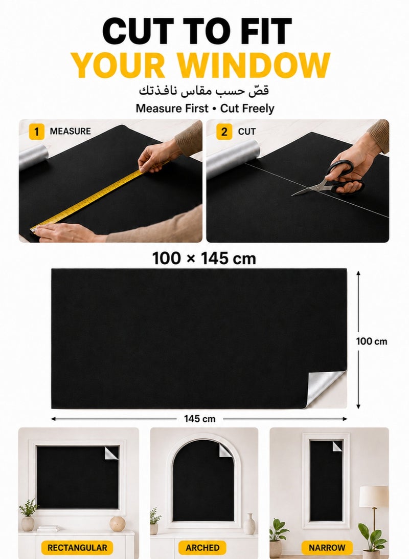 اونيتو ستارة تعتيم 145×100 سم، غطاء شباك محمول قابل للقص مع شرائط خطاف وحلقة لاصقة، تركيب بدون حفر لغرف النوم والأطفال والشقق المؤجرة والسفر - Image 4