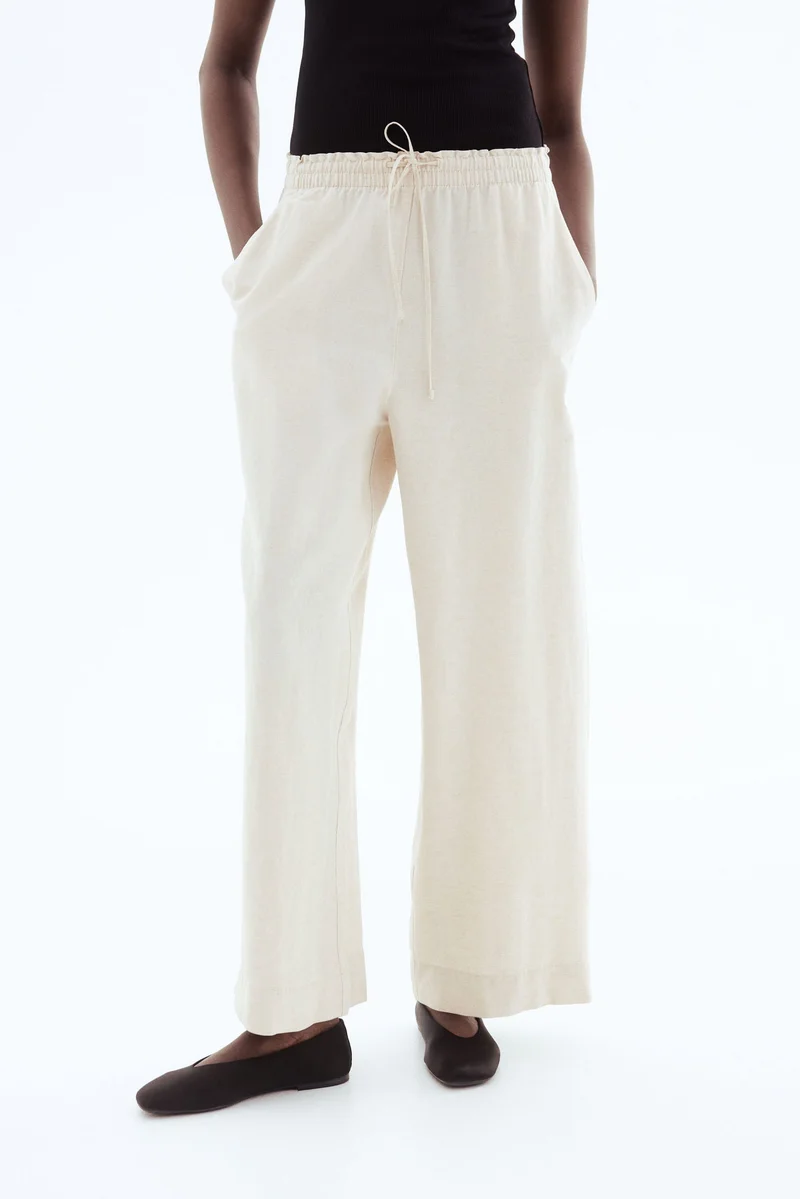H&M Cropped linen-blend trousers
