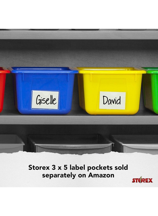 Storex Small Cubby Bins Plastic Storage Containers For Classroom With Nonsnap Lid 12.2 X 7.8 X 5.1 Inches Tint Orange 5Pack (62485U05C) - Image 2