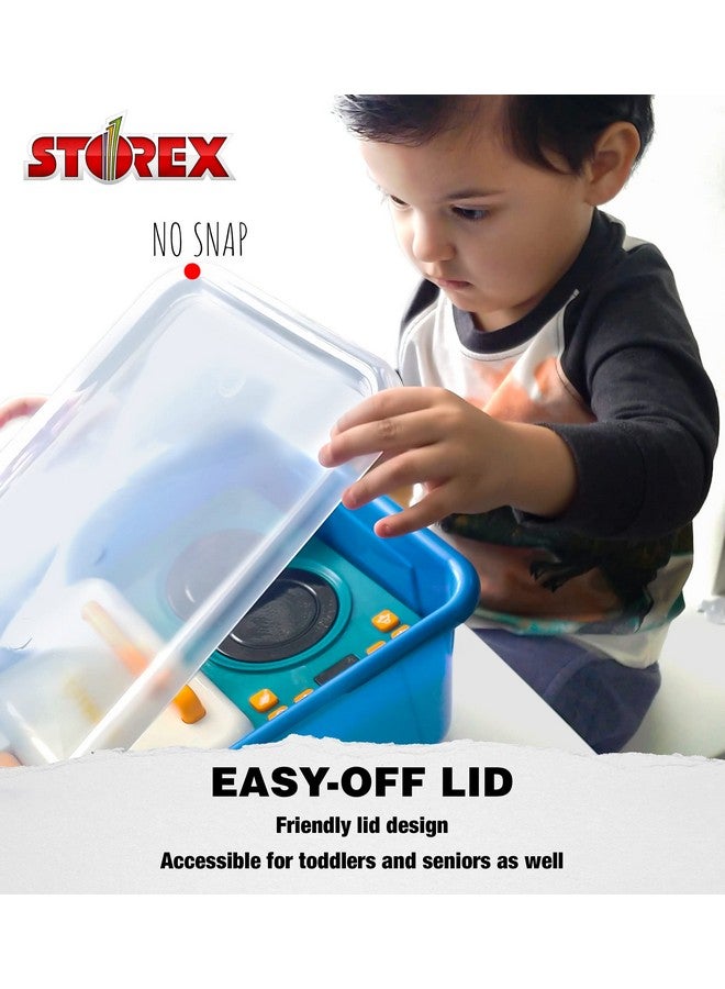 Storex Small Cubby Bins Plastic Storage Containers For Classroom With Nonsnap Lid 12.2 X 7.8 X 5.1 Inches Tint Orange 5Pack (62485U05C) - Image 4