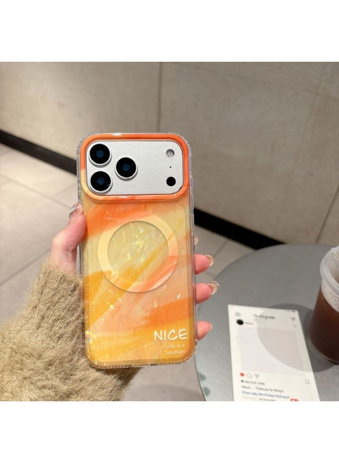 Magnetic  for iPhone 17 Pro Protective Case, MagSafe Compatible, Integrated Silicone Camera Lens Cover, Reinforced Drop Protection, Orange Colour - Image 1