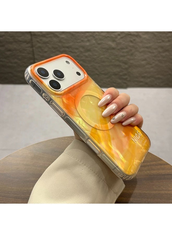 Magnetic  for iPhone 17 Pro Protective Case, MagSafe Compatible, Integrated Silicone Camera Lens Cover, Reinforced Drop Protection, Orange Colour - Image 3