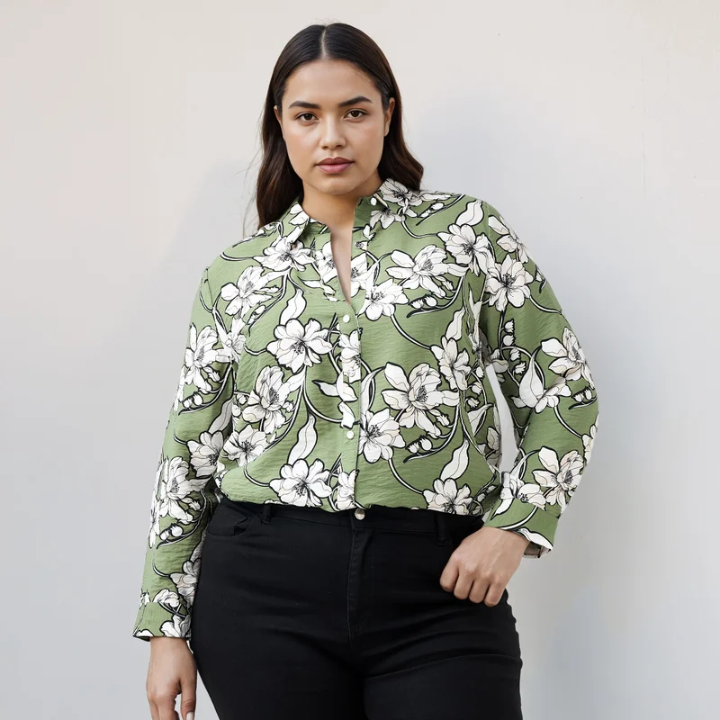 Ulla Popken Plus Size Ulla Popken Floral Print Shirt