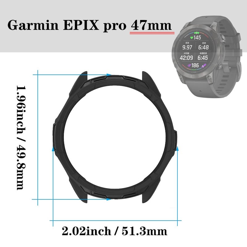 HUADU Watch Screen Protector Compatible for Garmin Epix pro 47MM /Fenix 7 Solar, Tempered Glass Film Anti Scratch High Definition Full Coverage and Soft TPU Protective Case cover - Image 5