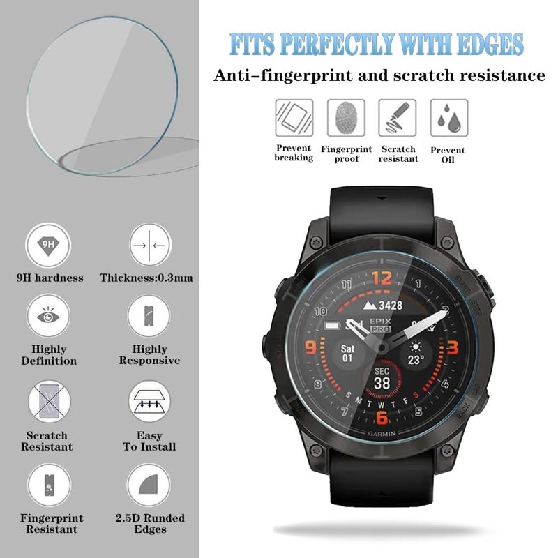 HUADU Watch Screen Protector Compatible for Garmin Epix pro 47MM /Fenix 7 Solar, Tempered Glass Film Anti Scratch High Definition Full Coverage and Soft TPU Protective Case cover - Image 2
