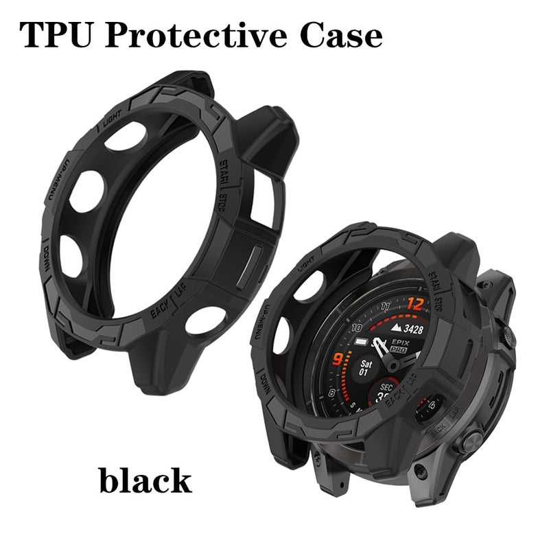 HUADU Watch Screen Protector Compatible for Garmin Epix pro 47MM /Fenix 7 Solar, Tempered Glass Film Anti Scratch High Definition Full Coverage and Soft TPU Protective Case cover - Image 4