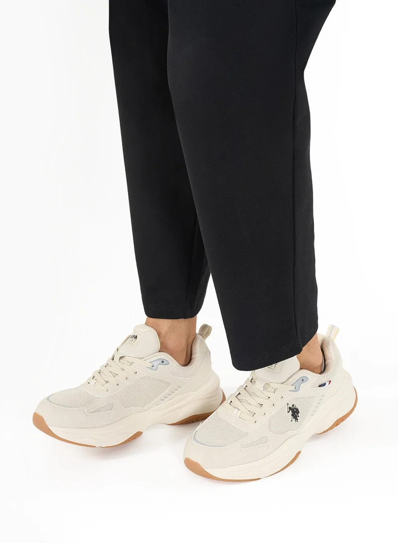 U.S. Polo Assn. Men's Beige Low-Top Sneakers - Lightweight Lace-Up Design, Comfortable for Everyday Outfits