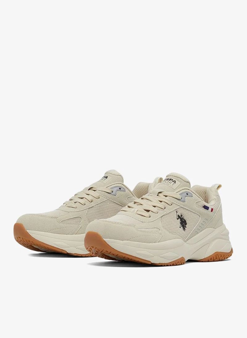 U.S. Polo Assn. Men's Beige Low-Top Sneakers - Lightweight Shoes Lace-Up Design, Comfortable for Everyday Outfits