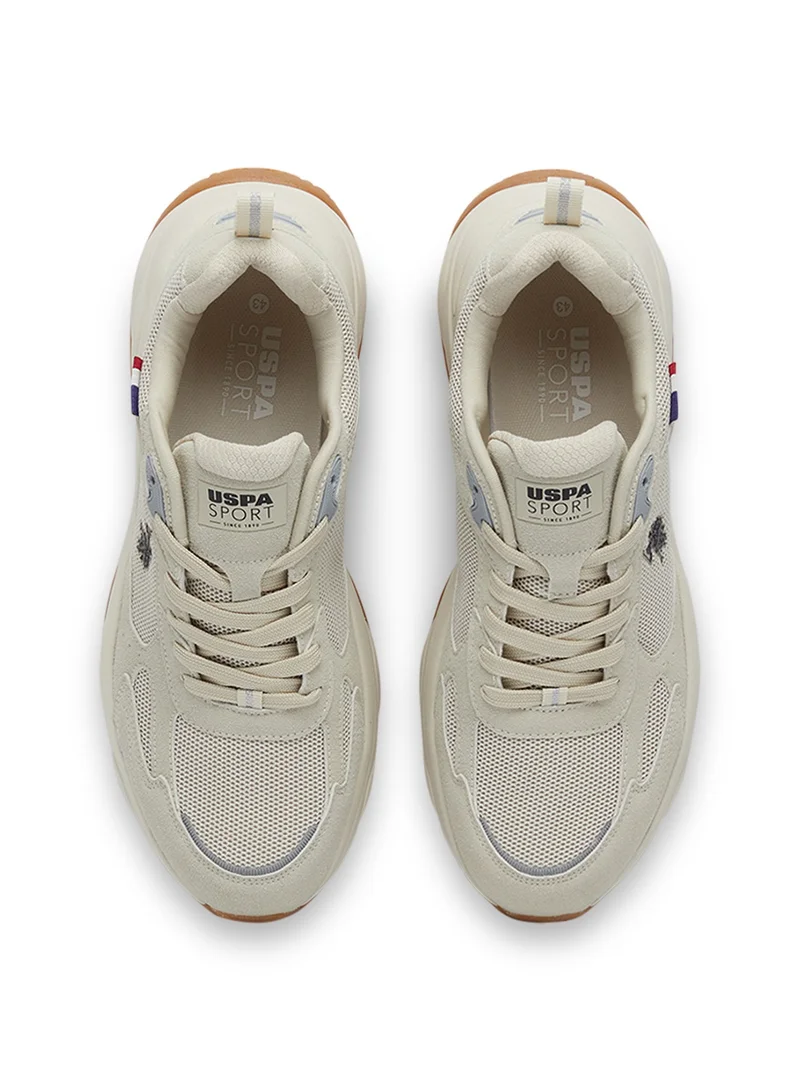 U.S. Polo Assn. Men's Beige Low-Top Sneakers - Lightweight Lace-Up Design, Comfortable for Everyday Outfits