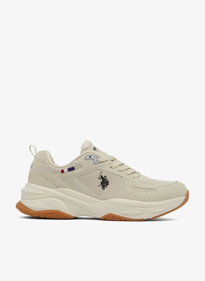 U.S. Polo Assn. Men's Beige Low-Top Sneakers - Lightweight Shoes Lace-Up Design, Comfortable for Everyday Outfits