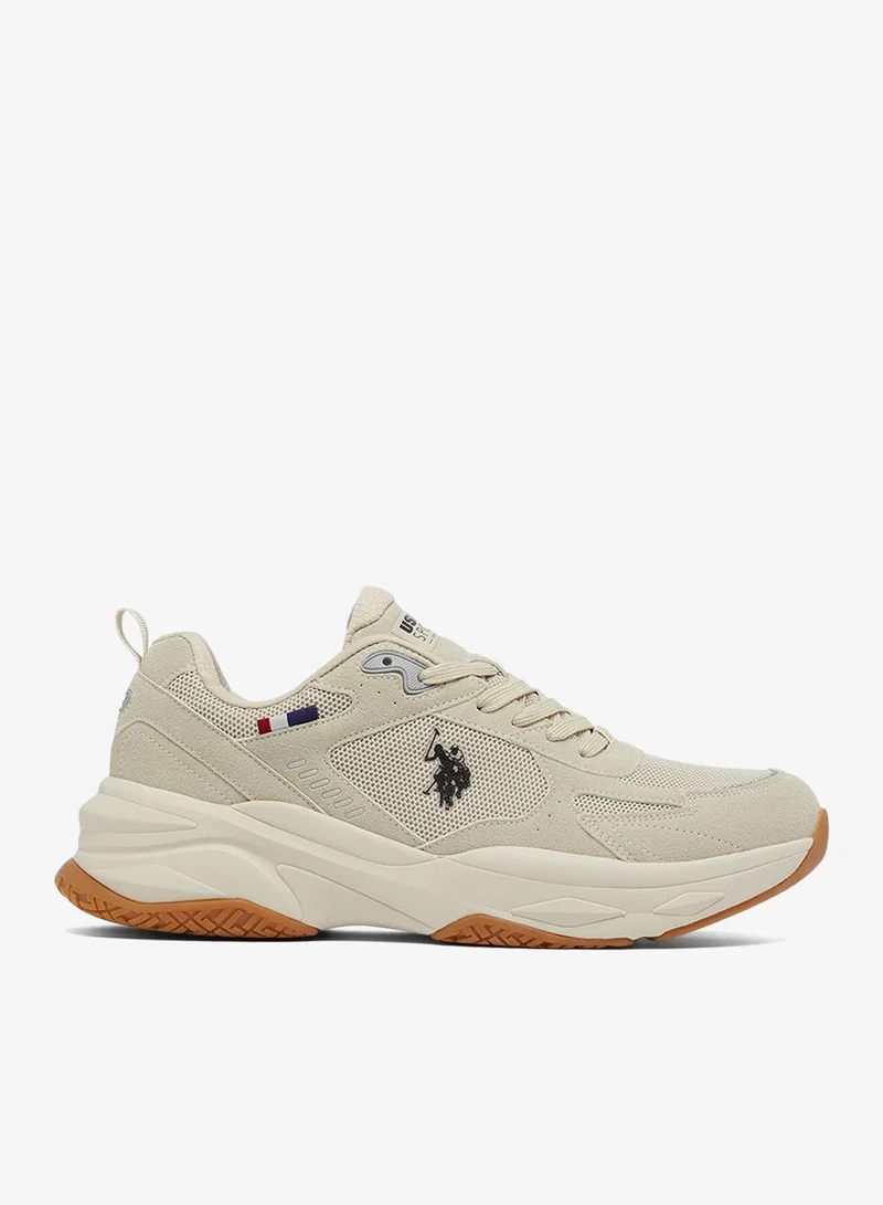 U.S. Polo Assn. Men's Beige Low-Top Sneakers - Lightweight Shoes Lace-Up Design, Comfortable for Everyday Outfits