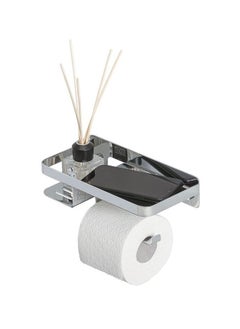 Toilet paper holder with a unique shelf stainless steel, roll holder, tissue holder.