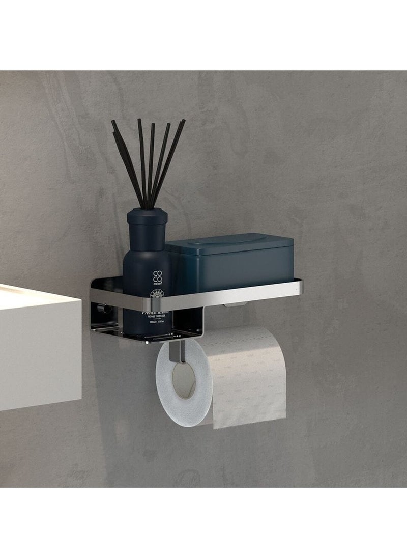 Generic - Toilet paper holder with a unique shelf stainless steel, roll holder, tissue holder. - Image 1