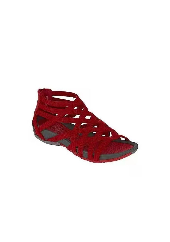 2021 spring and summer Foreign trade large size patent leather low-top breathable adult sports black fish mouth viscose shoes Roman women's sandals - Image 1