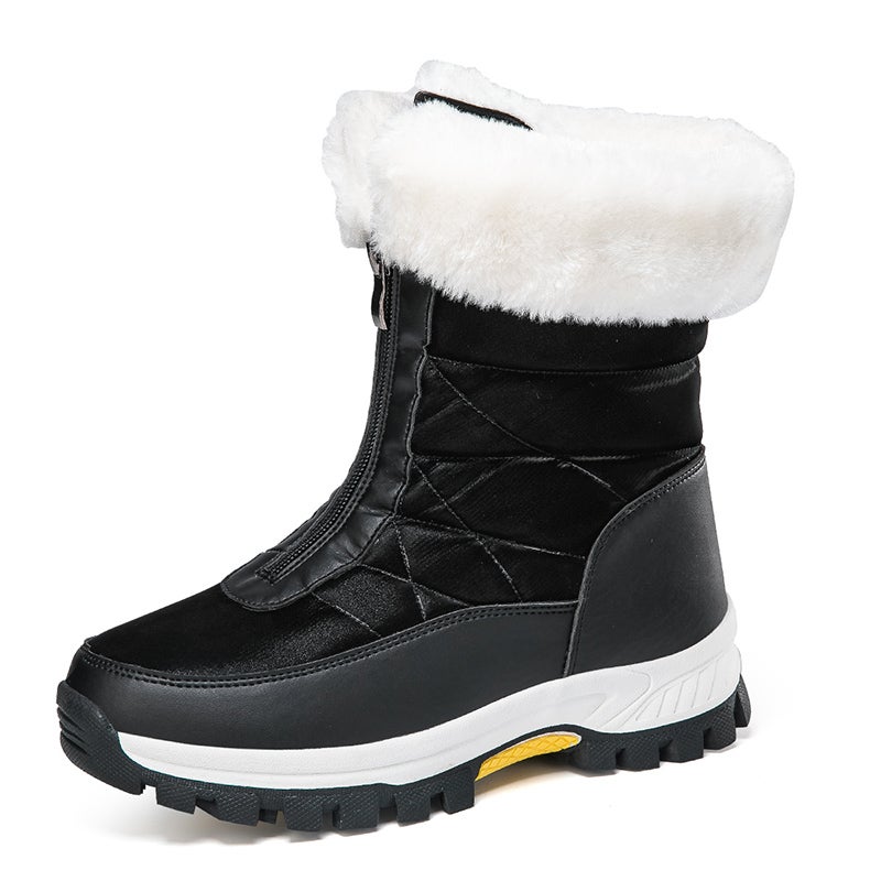 Snow Boots Women 2023 New Winter Warm Fleece-Lined Thickened Northeast Outdoor Ski Shoes Fur One - Image 1