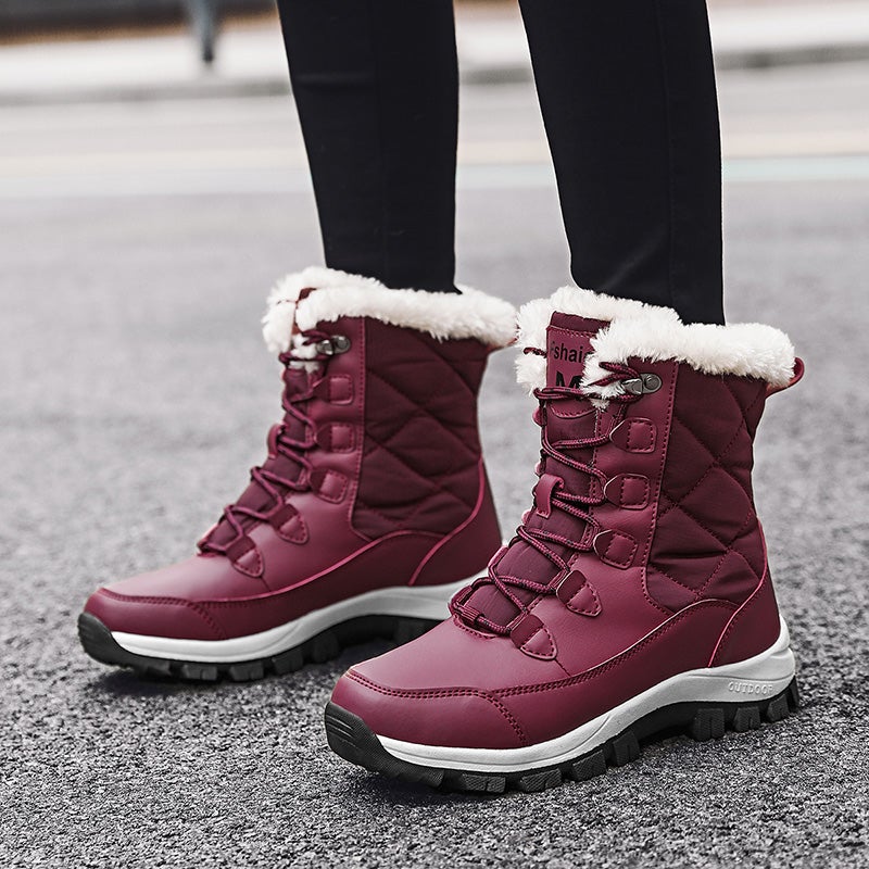Snow Boots Women 2023 New Winter Warm Fleece-Lined Thickened Northeast Outdoor Ski Shoes Fur One - Image 3