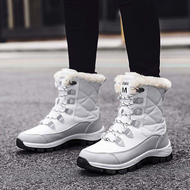Snow Boots Women 2023 New Winter Warm Fleece-Lined Thickened Northeast Outdoor Ski Shoes Fur One - Image 2