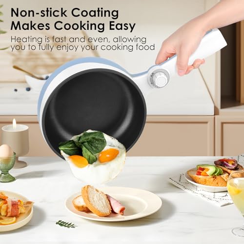 Audecook Hot Pot Electric, 1.7L Mini Electric Skillet Portable Nonstick Sauté Pan with Power Adjustment, Rapid Noodles Cooker Travel Multicooker for Steak/Soup/Egg/Oatmeal/Noodles - Image 5