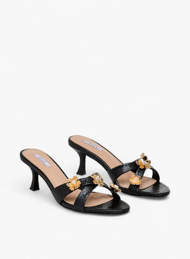 ELLE Women Floral Embellished Cross Strap Sandals