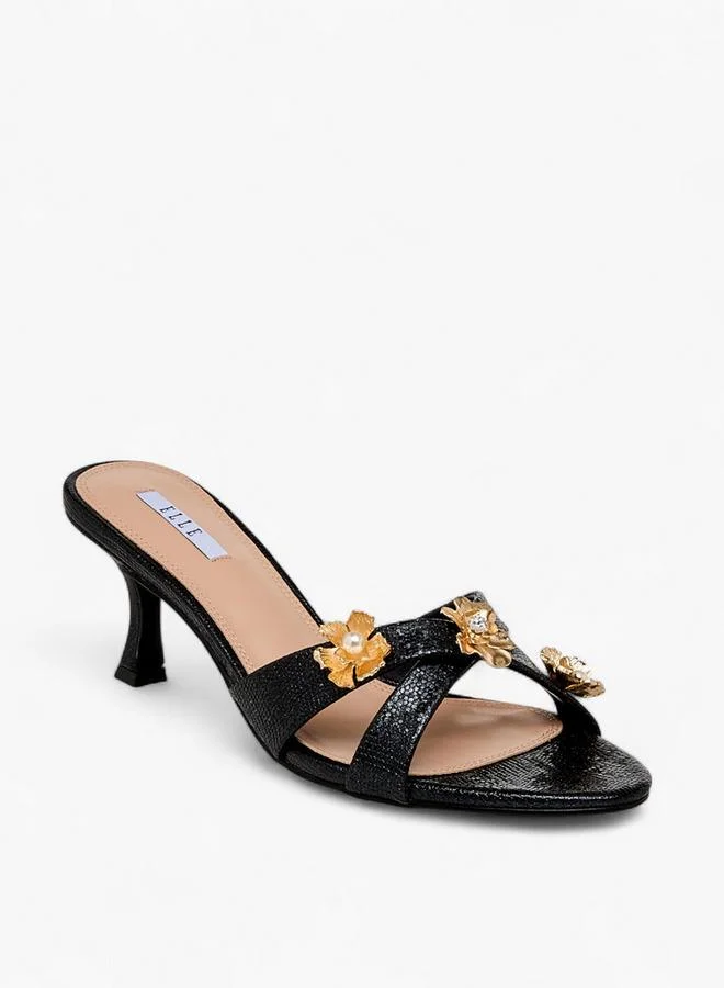 ELLE Women Floral Embellished Cross Strap Sandals