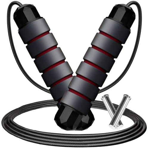 Goonidy Adjustable Weighted Jump Rope, 9ft Long Tangle-Free Rapid Speed Jumprope for Exercise Calisthenics Fitness Jumping Skipping Double Dutch Boxing Crossfit, Workout Stuff for Women Men Kids Adult - Image 1