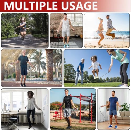 Goonidy Adjustable Weighted Jump Rope, 9ft Long Tangle-Free Rapid Speed Jumprope for Exercise Calisthenics Fitness Jumping Skipping Double Dutch Boxing Crossfit, Workout Stuff for Women Men Kids Adult - Image 5