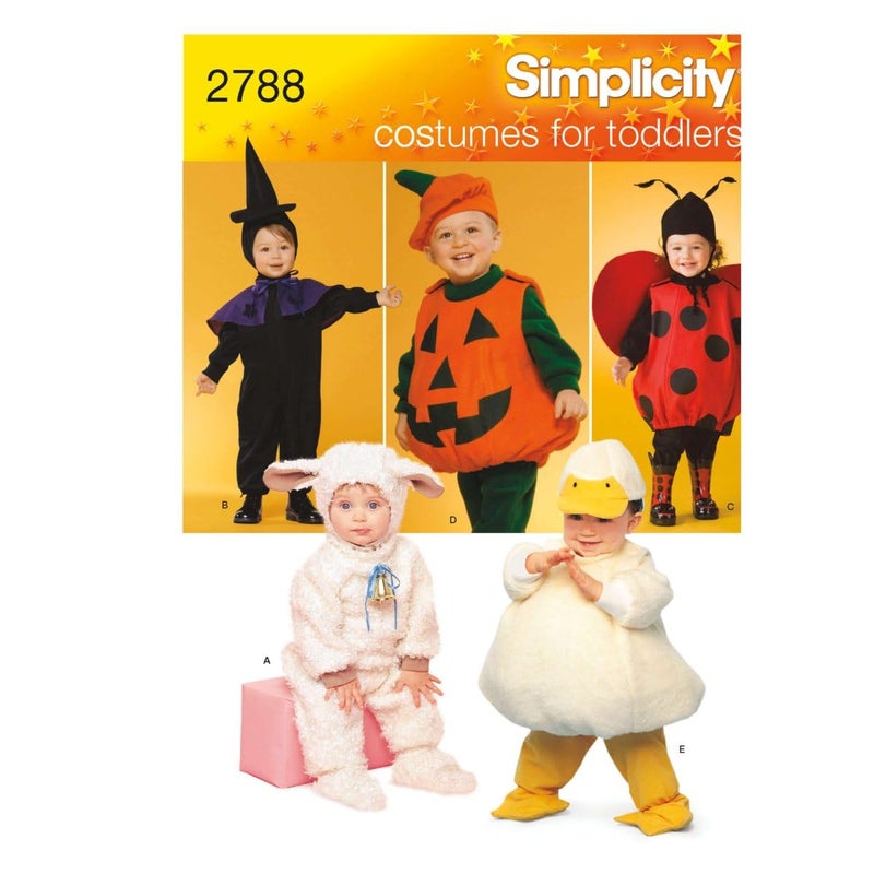 Simplicity 2788 Lamb Chick Witch Pumpkin and Lady Sewing Pattern for Toddlers Halloween Costume Sizes A 124