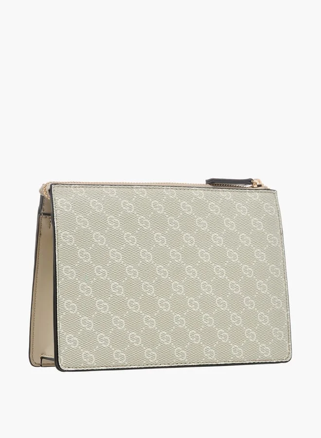 Celeste Women Monogram Print Crossbody Bag with Adjustable Strap and Zip Closure