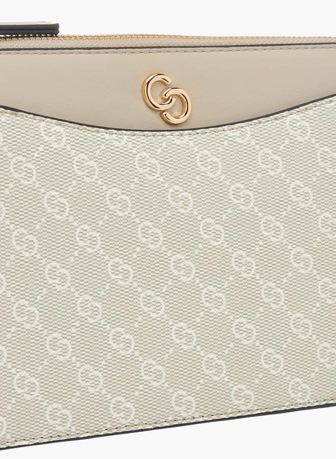 Celeste Women Monogram Print Crossbody Bag with Adjustable Strap and Zip Closure