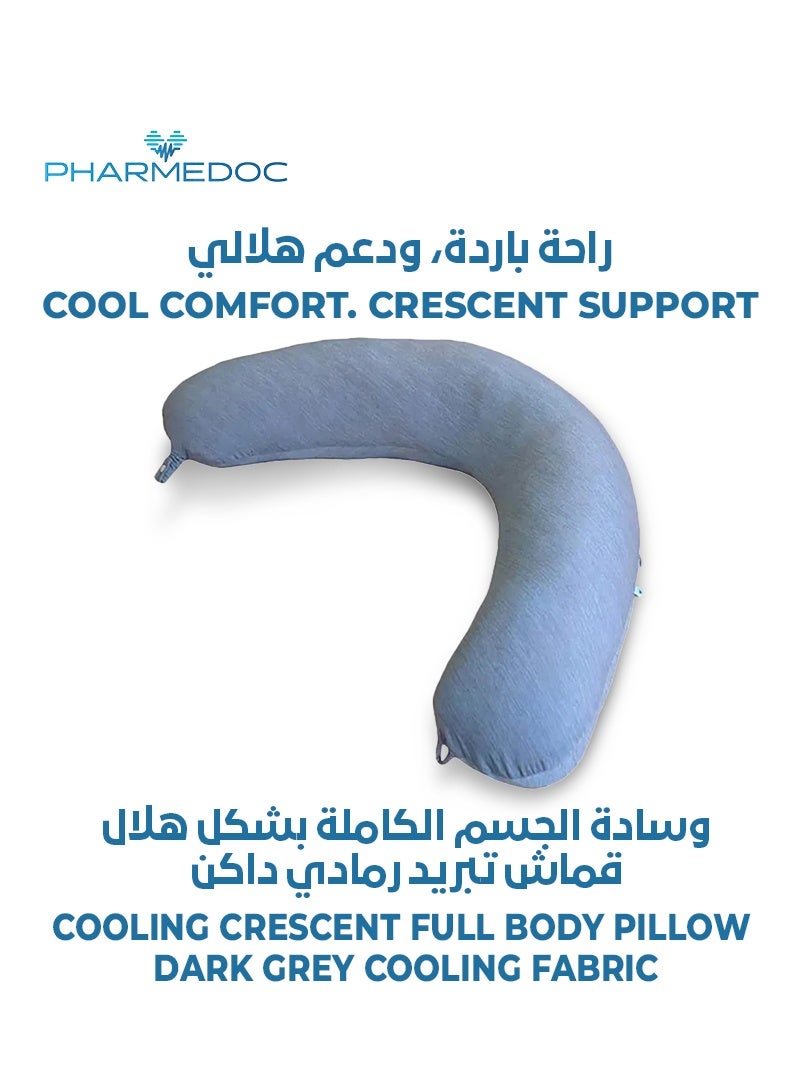 PharMeDoc Cooling Crescent Body Pillow – Full Support for Pregnancy, Sleep & Relaxation – Breathable, Soft & Adjustable Maternity Pillow for Comfort & Pain Relief - Image 1