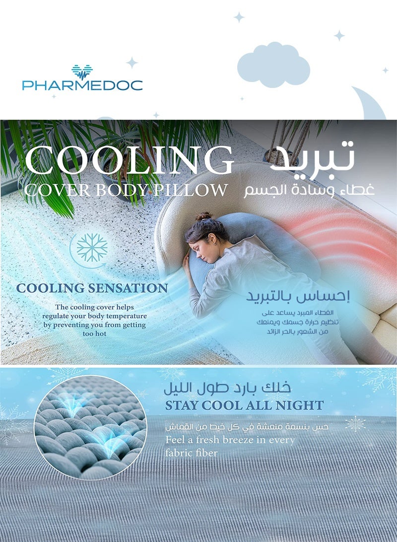PharMeDoc Cooling Crescent Body Pillow – Full Support for Pregnancy, Sleep & Relaxation – Breathable, Soft & Adjustable Maternity Pillow for Comfort & Pain Relief - Image 5