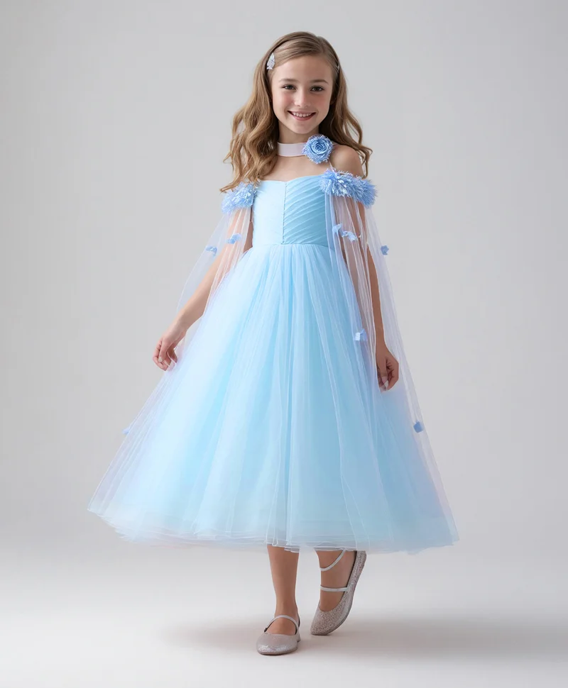 مارك وميا فستان مارك وميا مكشوف الكتفين مزين بالزهور - أزرق