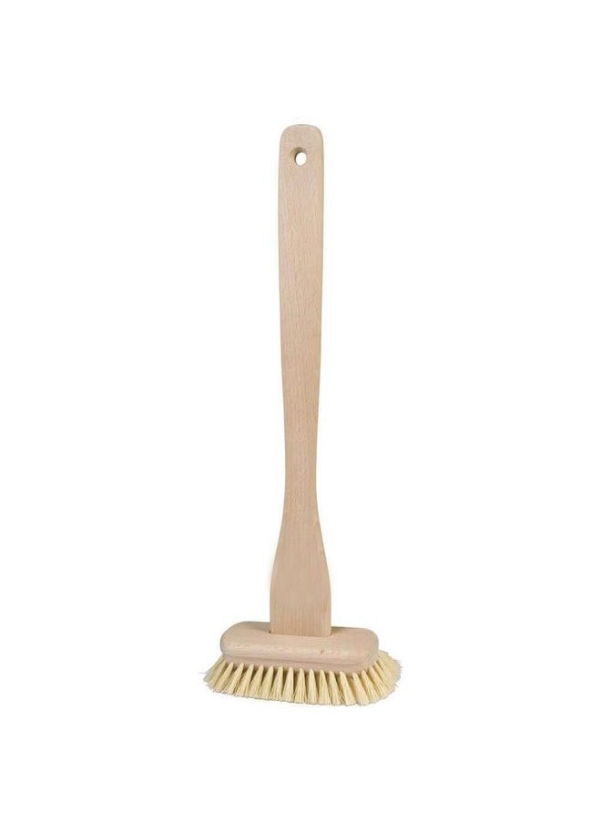 REDECKER - Tampico Fiber Bathtub Brush With Extra-Long Untreated Beechwood Handle, 14-3/4 Inches, Angled Design, Natural Bristles, Hanging Loop For Storage, Made In Germany - Image 1