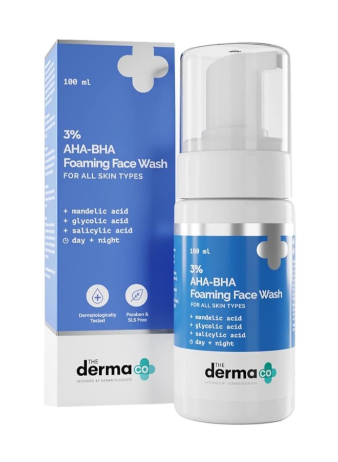 THE derma Co 3% AHA-BHA Anti Acne Face Wash, Foaming Cleanser 100 ml - Image 1