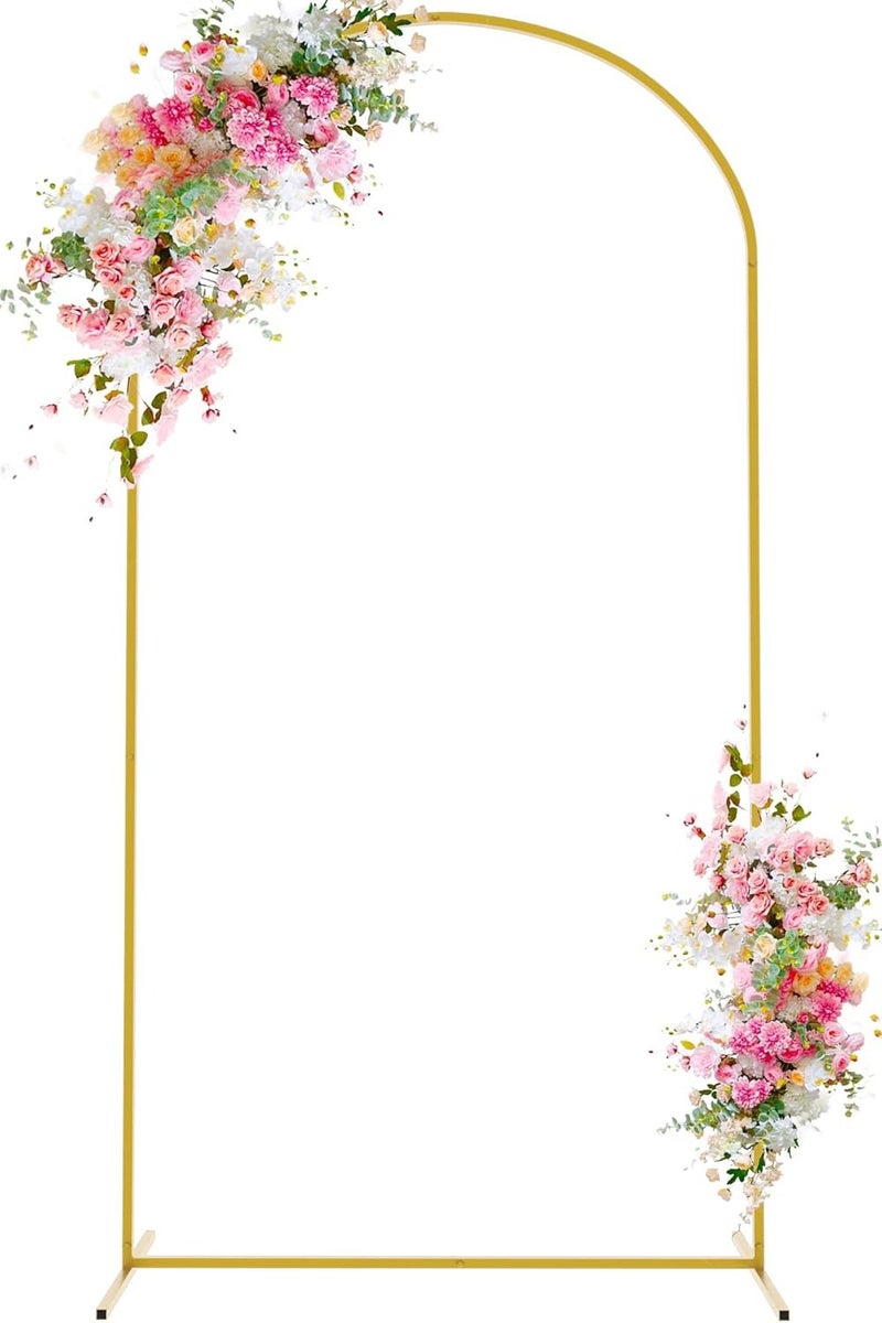 كينجمازي قوس زفاف معدني ذهبي 7.2 قدم - حامل ديكور متعدد الاستخدامات لحفلات الزفاف/أعياد الميلاد/استقبال المواليد - Image 1