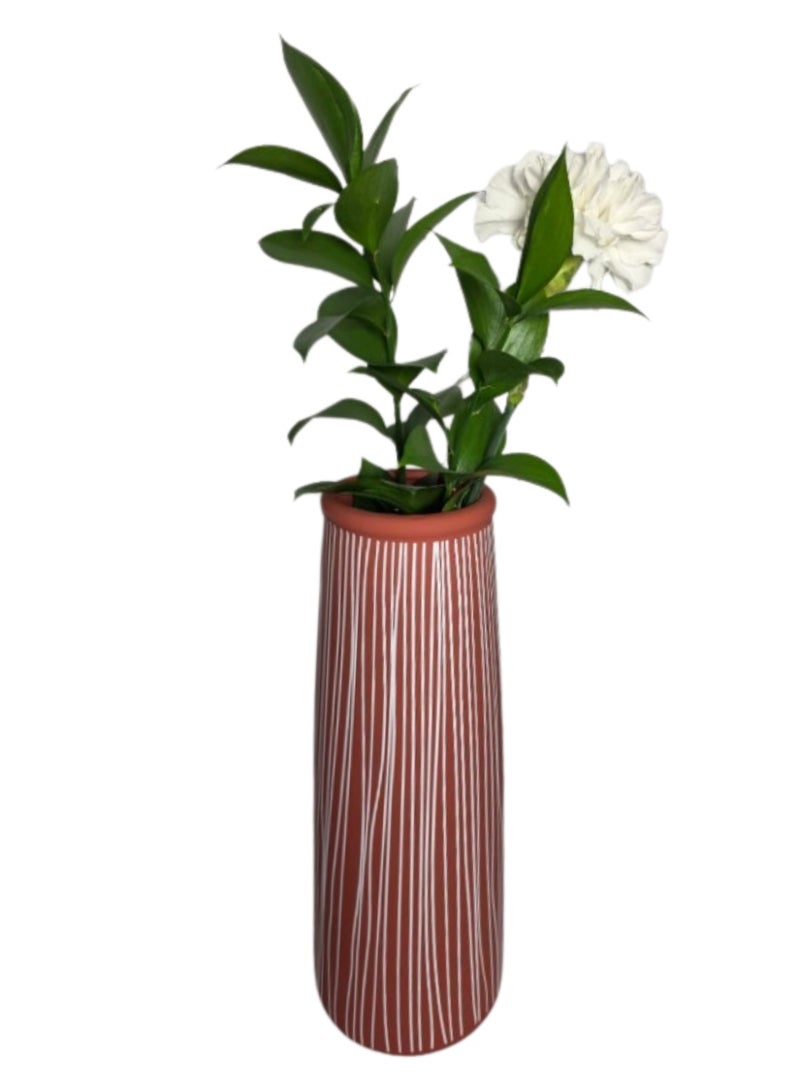 فلاور مزهرية بتصميم خط عمودي أبيض - Image 2