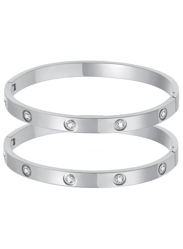 Fayrouz Jewellery Love bracelets with zircon stones. Made of stainless steel, cubic zirconia filled with gold and silver for teenage girls - Image 1