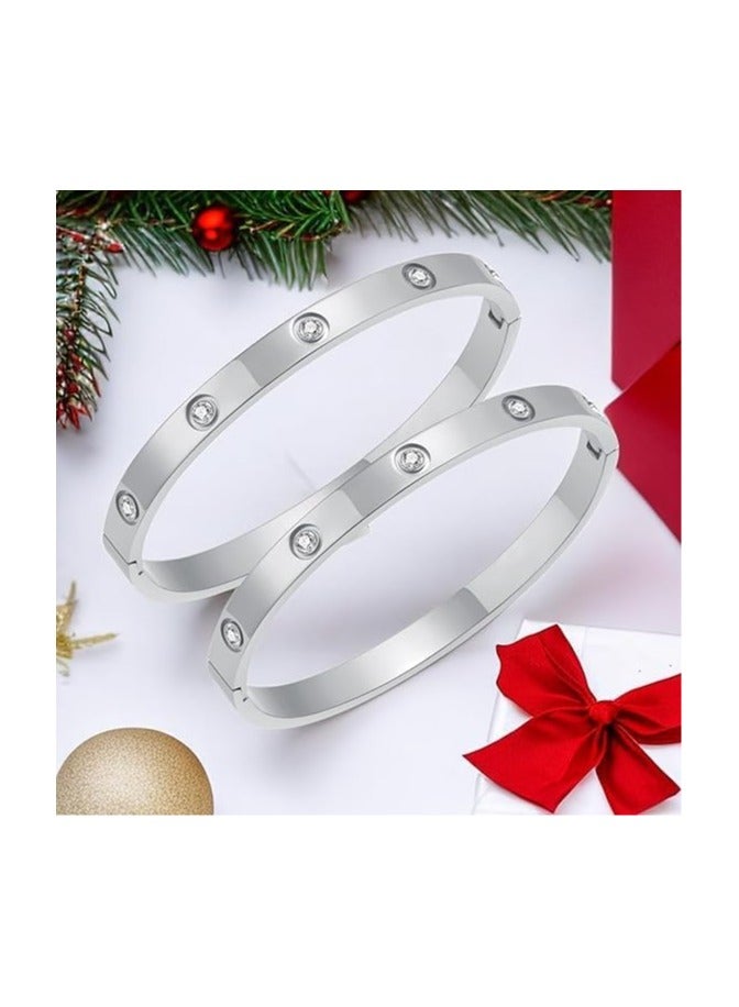 Fayrouz Jewellery Love bracelets with zircon stones. Made of stainless steel, cubic zirconia filled with gold and silver for teenage girls - Image 5