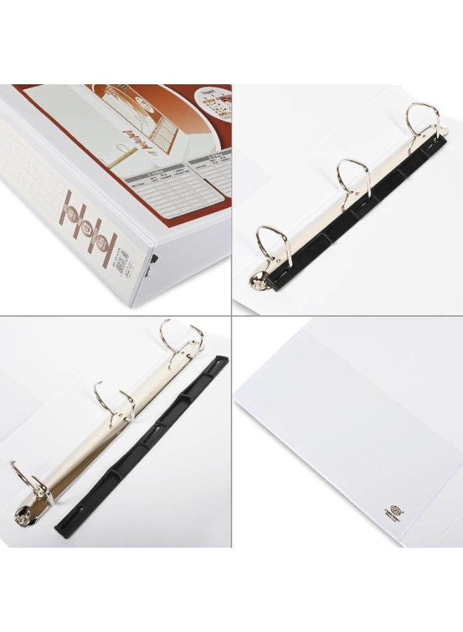 FIS Presentation Binder, A4 Size(210x297mm), 3[D]Ring Type, 45mm Ring Size, 2.50" Inches Spine with Clear PVC Pocket For Easy Insert Your Label Design, Packet of 2 Pieces, White Color-FSBD345DPB/2 - Image 3