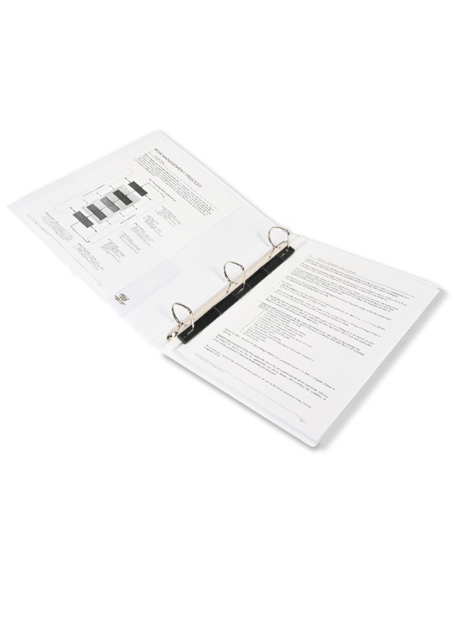 FIS Presentation Binder, A4 Size(210x297mm), 3[D]Ring Type, 45mm Ring Size, 2.50" Inches Spine with Clear PVC Pocket For Easy Insert Your Label Design, Packet of 2 Pieces, White Color-FSBD345DPB/2 - Image 5