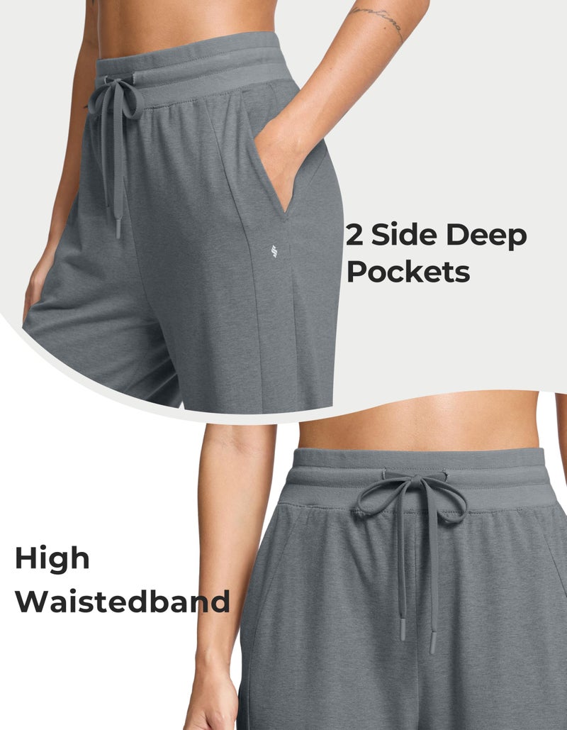 Soothfeel Women's Cotton Sweatpants Lounge Sweat Pants High Waisted Open Bottom Casual Yoga Pants for Women with Pockets, Dark_Grey, M - Image 5