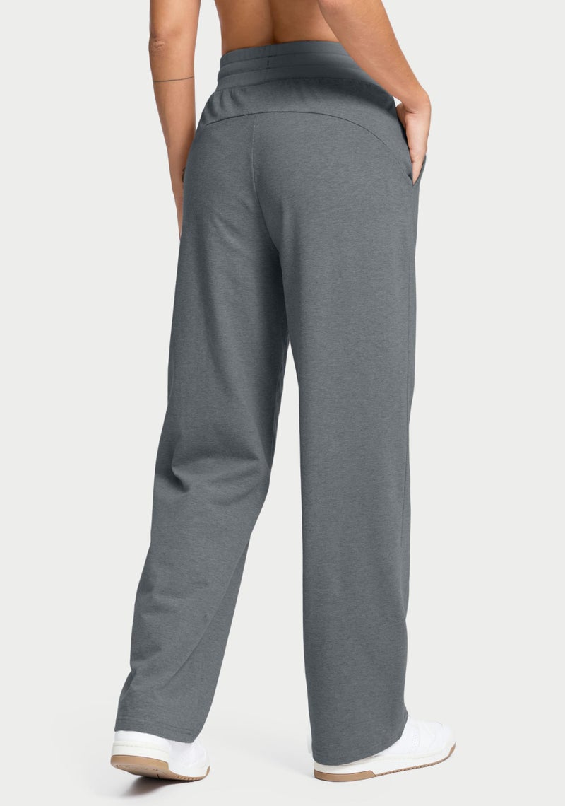 Soothfeel Women's Cotton Sweatpants Lounge Sweat Pants High Waisted Open Bottom Casual Yoga Pants for Women with Pockets, Dark_Grey, M - Image 2