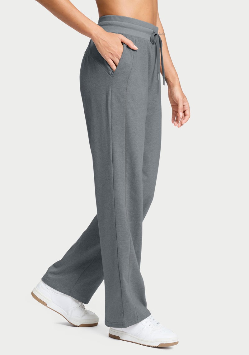 Soothfeel Women's Cotton Sweatpants Lounge Sweat Pants High Waisted Open Bottom Casual Yoga Pants for Women with Pockets, Dark_Grey, M - Image 3
